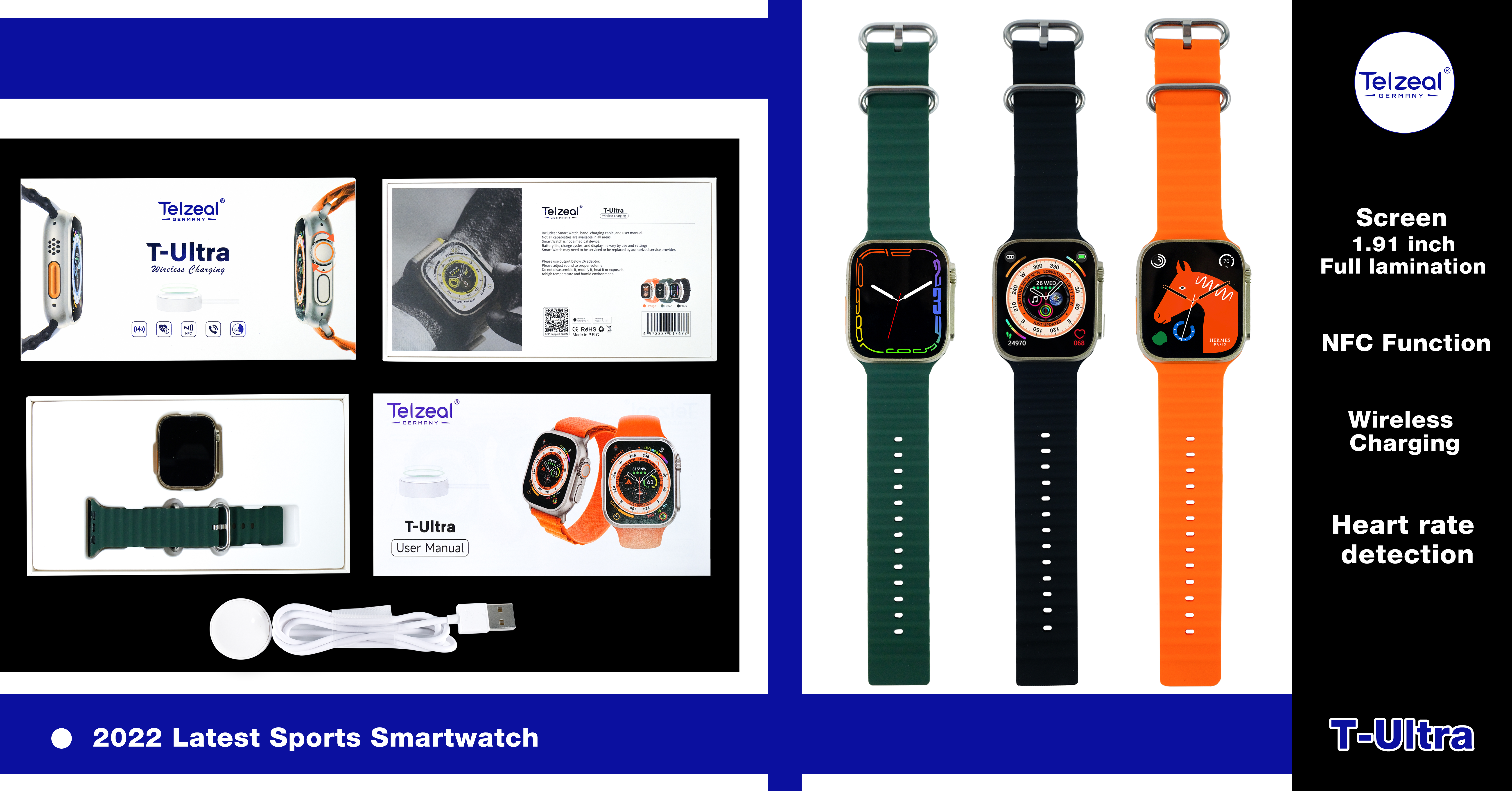 Telzeal T-Ultra Smart Watch - 1.85 inches Display 